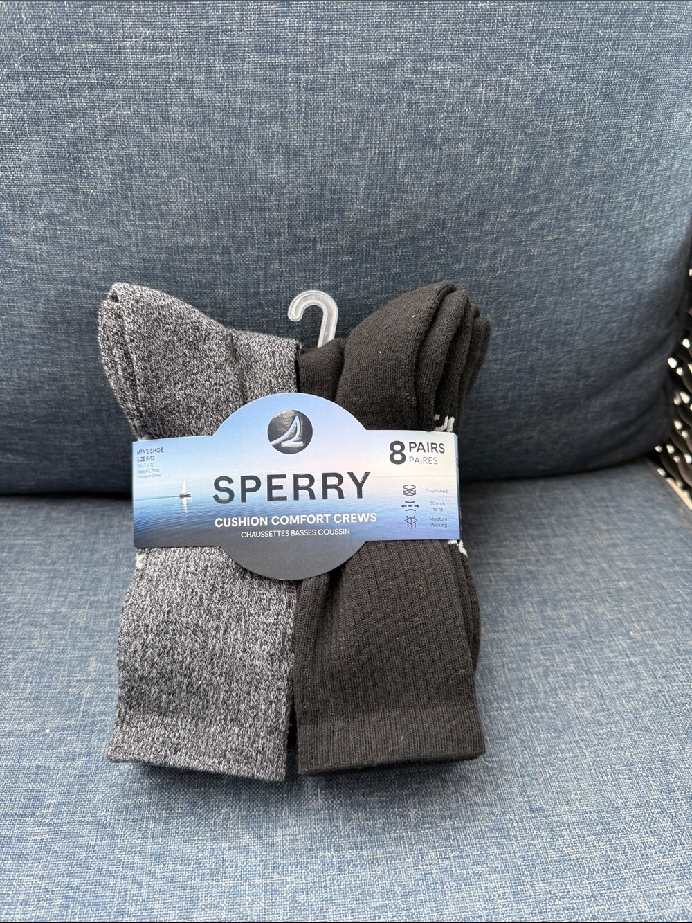 Sperry Crew Socks Pack in Black and Gray
